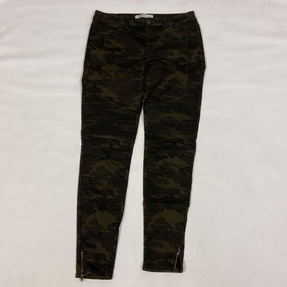 Zara basic Z1975 Camo denim skinny jeans stretchy textured patchwork size 6 - Picture 7 of 14